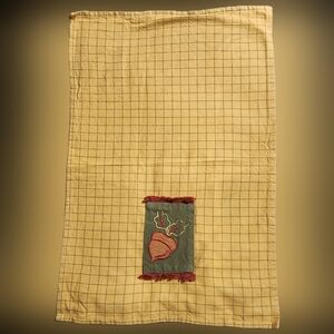 Vintage Checkered Tea Towel with fall embroidered embellishments